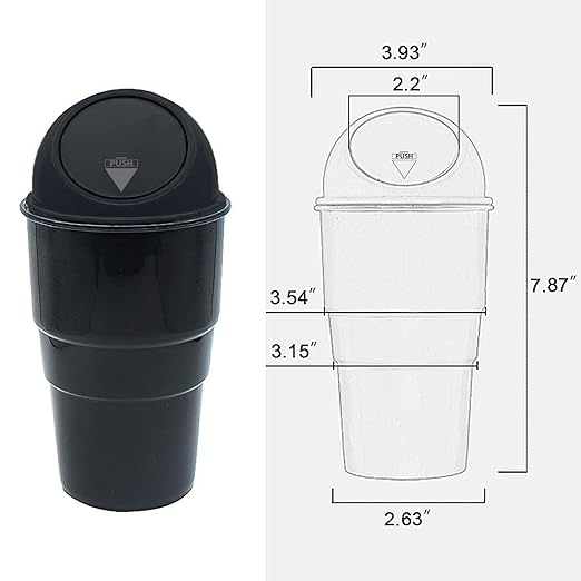 Car Trash Can with Lid - Mini Portable Garbage Bin for Cup Holder Auto Edge