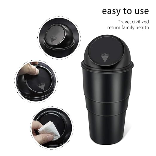 Car Trash Can with Lid - Mini Portable Garbage Bin for Cup Holder Auto Edge