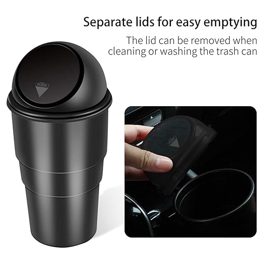 Car Trash Can with Lid - Mini Portable Garbage Bin for Cup Holder Auto Edge