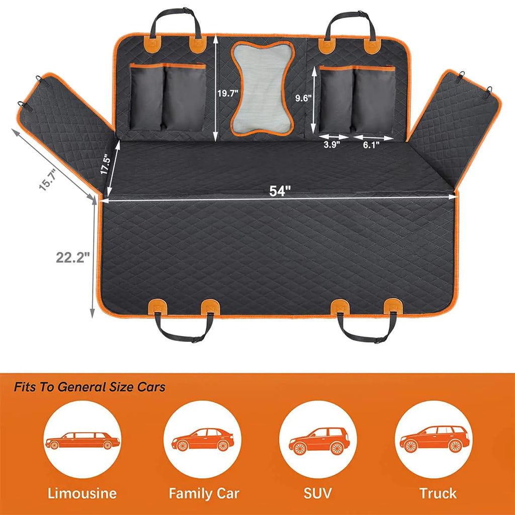 Waterproof Dog Hammock with Mesh Window | Non-Slip Scratch Proof Seat Cover Auto Edge