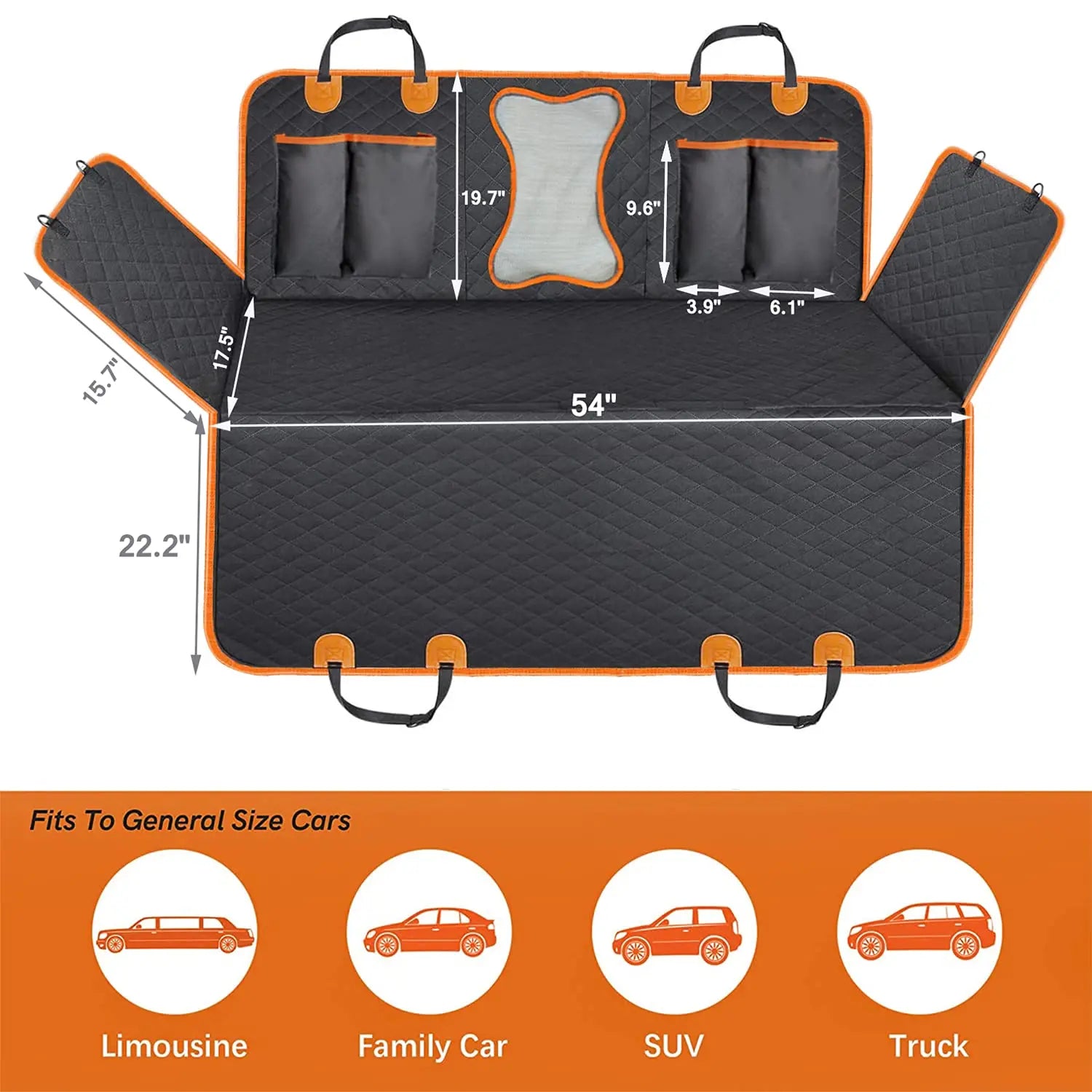 Waterproof Dog Hammock with Mesh Window | Non-Slip Scratch Proof Seat Cover Auto Edge