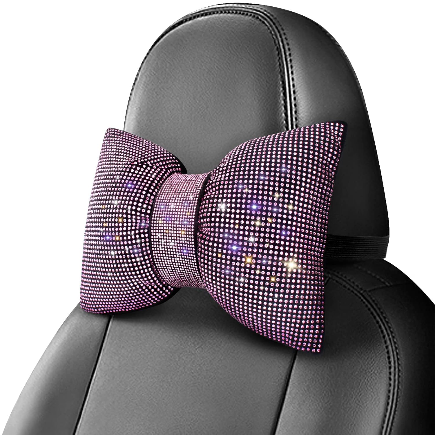 Crystal Car Headrest Support - Universal Diamond Bow Neck Rest Auto Edge