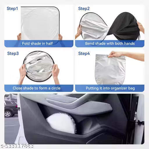 Reflective Car Sun Visor - Collapsible Auto Sunshade with Bag Auto Edge
